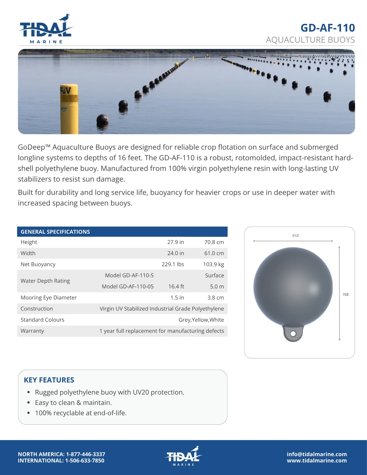 Spec sheet for GD-AF-110
