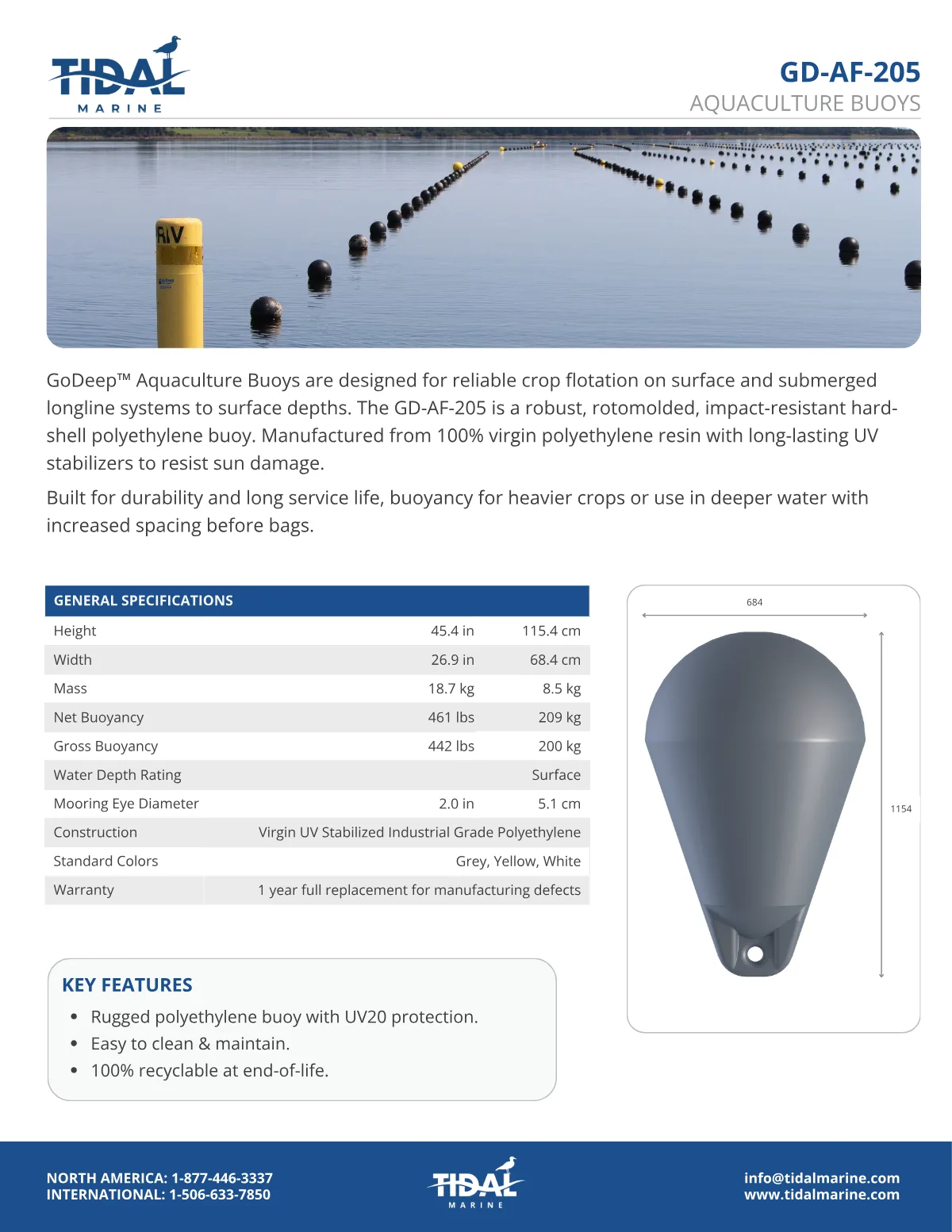 Spec sheet for GD-AF-205